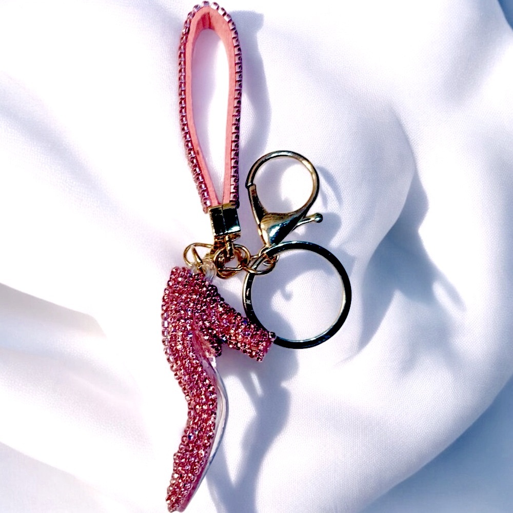 High Heel Fun Crystal & Acrylic Keychain Toggle Clasp Wrist Strap - Picture 4 of 5